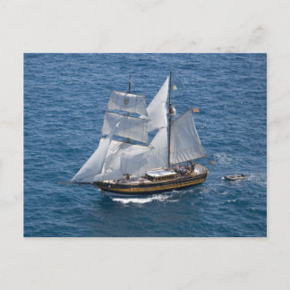 Beautiful sailing boat postcard