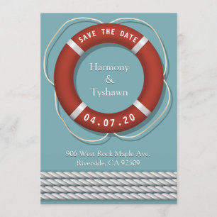 Beautiful Sailor Style Lifeguards Save the Date Invitation