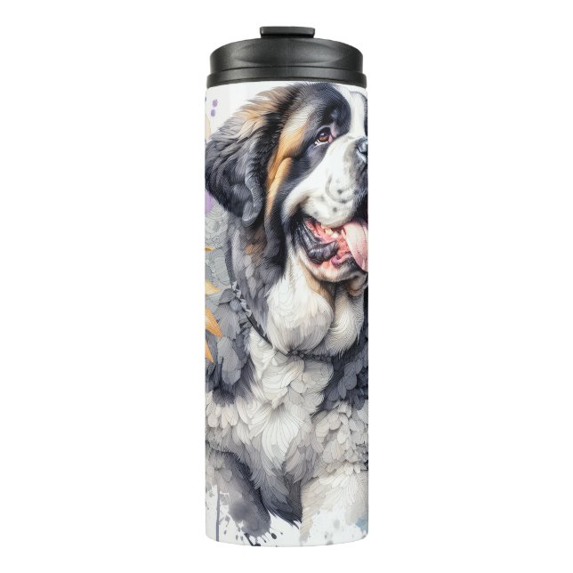 Beautiful Saint Bernard Dog Thermal Tumbler (Front)