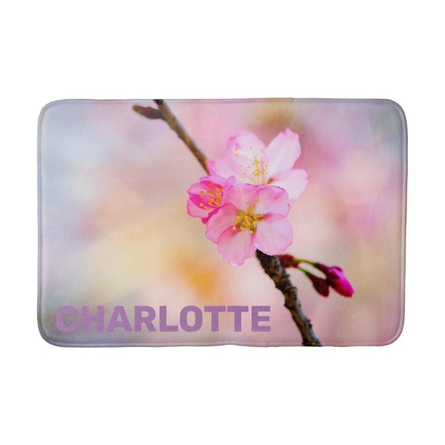 Beautiful Sakura Cherry Blossoms Bath Mat (Front)