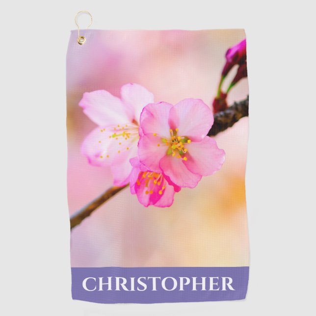 Beautiful Sakura Cherry Blossoms Golf Towel (Front)