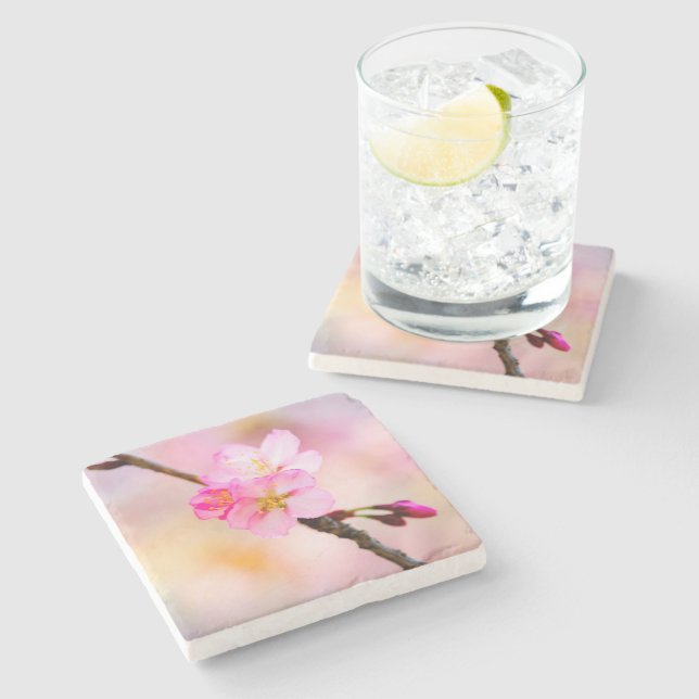 Beautiful Sakura Cherry Blossoms Stone Coaster (Side)