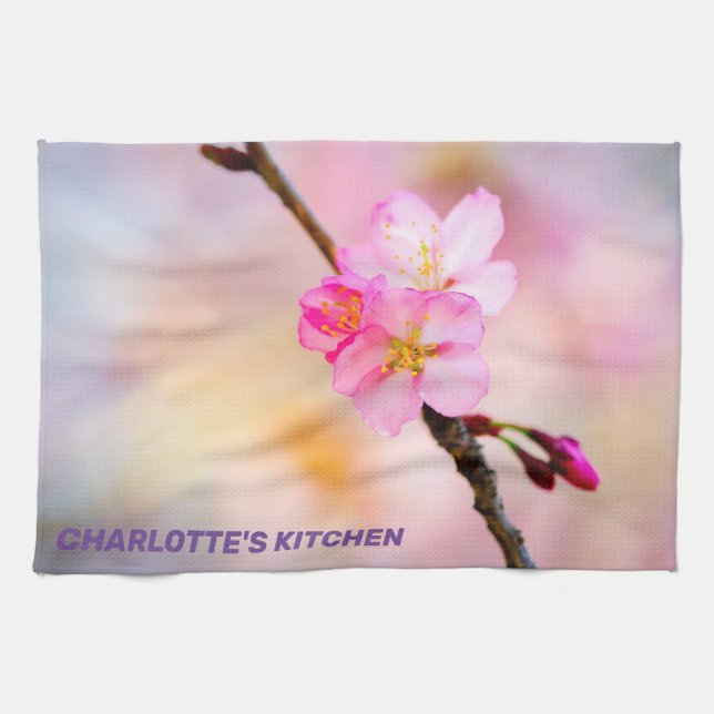 Beautiful Sakura Cherry Blossoms Tea Towel (Horizontal)