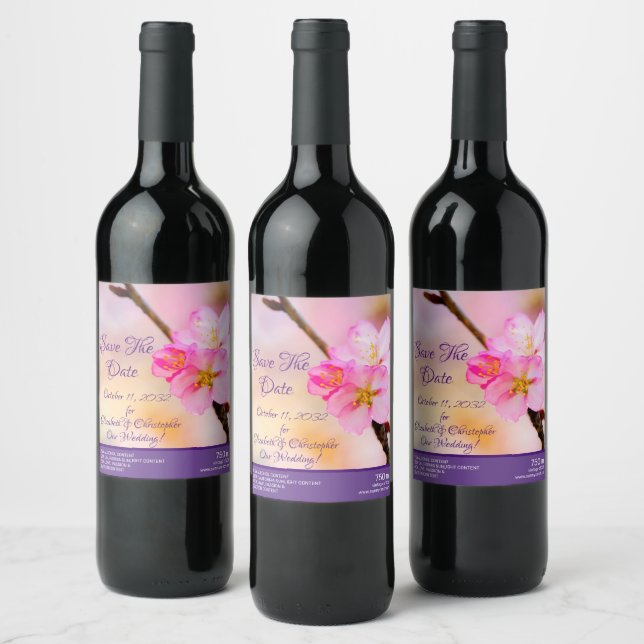 Beautiful Sakura Cherry Blossoms Wine Label (Bottles)