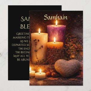 Beautiful Samhain Blessing Candles Heart Rock