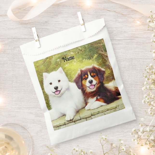 Beautiful Samoyed & English Shepherd Pups Favour Bags (Clipped)