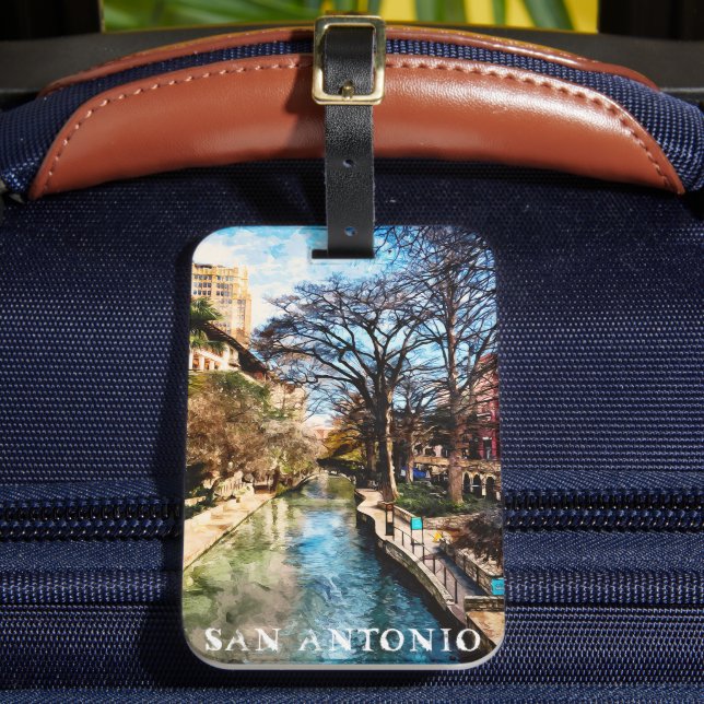 Beautiful San Antonio Texas Vintage City  Luggage Tag (Front Insitu 2)