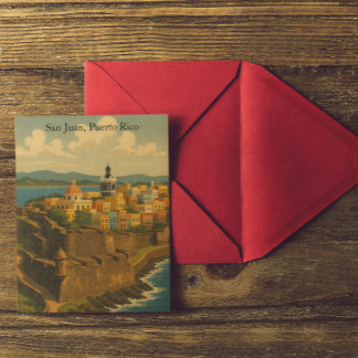 Beautiful San Juan Puerto Rico Retro Art Postcard