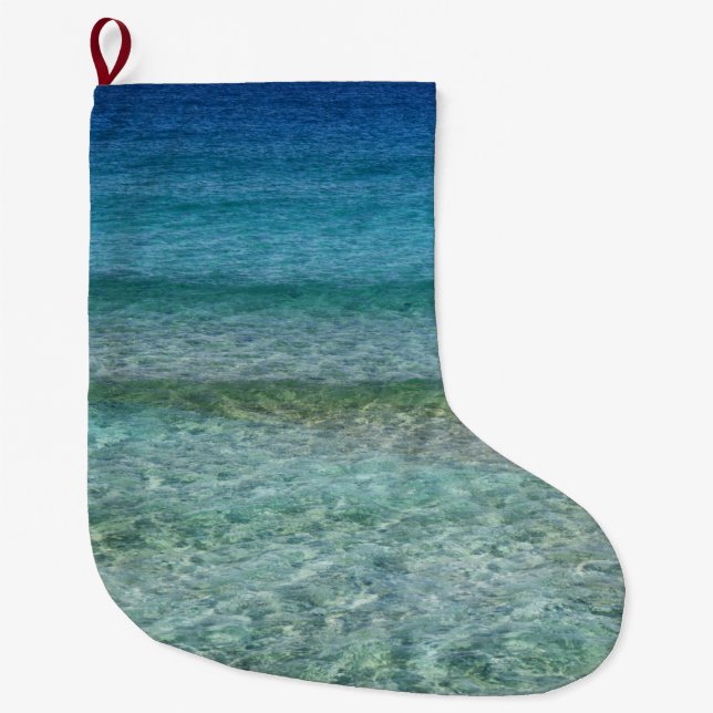 Beautiful Sandy Beach Large Christmas Stocking (Front)