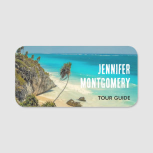 Beautiful Sandy Beach Tropical Paradise  Name Tag