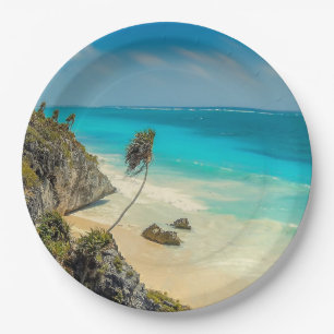 Beautiful Sandy Beach Tropical Paradise Paper Plate