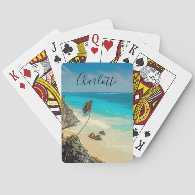 Beautiful Sandy Beach Tropical Paradise  Playing Cards (Back)