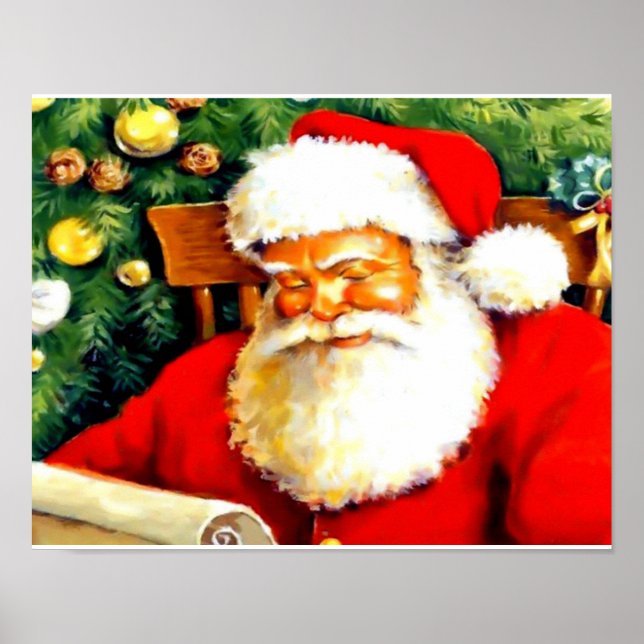 Beautiful Santa Claus checking list poster (Front)