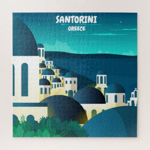 Beautiful Santorini at Night Greece  Jigsaw Puzzle