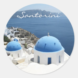 Beautiful Santorini Greece Classic Round Sticker