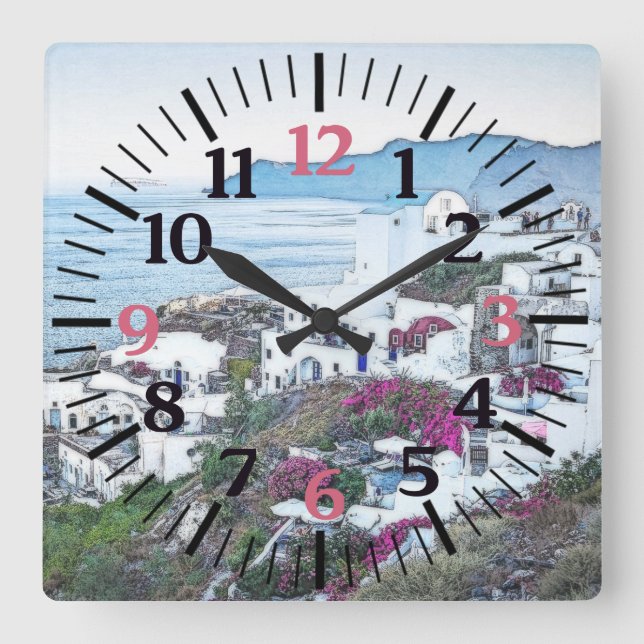 Beautiful Santorini, Greece Clock (Front)