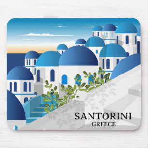 Beautiful Santorini Greece Mouse Mat