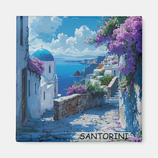 Beautiful Santorini Greece Ocean View Magnet (Front)