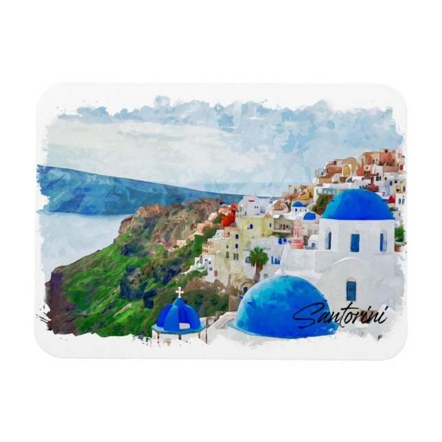 Beautiful Santorini Greece Scenery Travel Magnet (Horizontal)