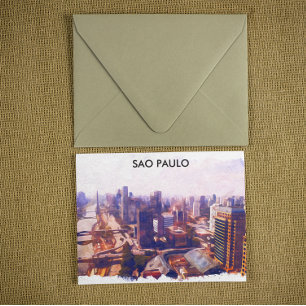 Beautiful Sao Paulo Brazil Skyline Painting Postcard