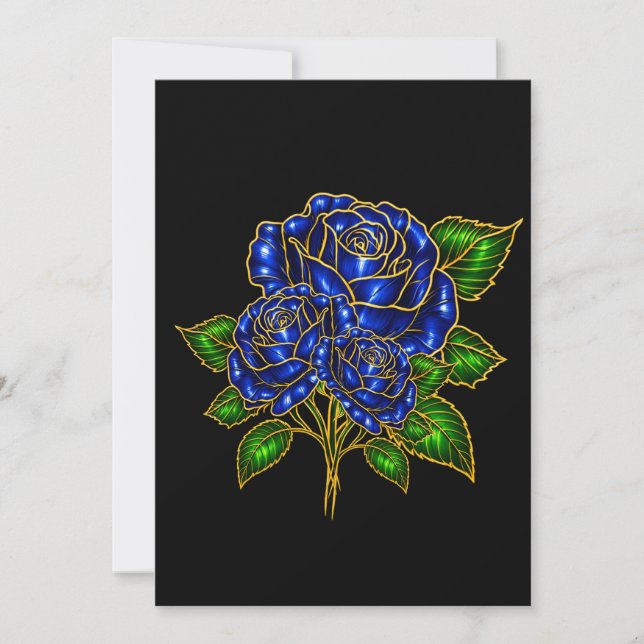 Beautiful Sapphire Blue Rose Blank Note Card (Front)