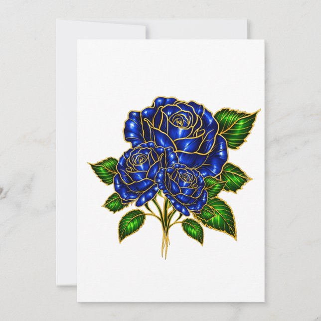 Beautiful Sapphire Blue Rose Blank Note Card (Front)