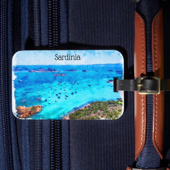 Beautiful Sardinia Italy Mediterranean Landscape Luggage Tag (Front Insitu 4)