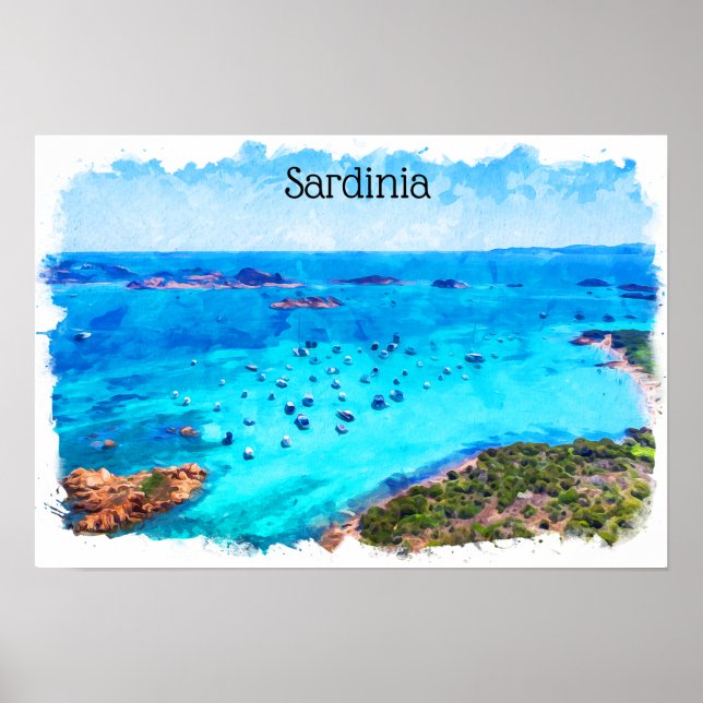 Beautiful Sardinia Italy Mediterranean Landscape Poster (Front)
