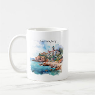 Beautiful Sardinia Italy Watercolor Travel  Coffee Mug
