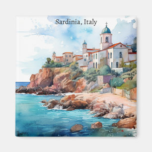 Beautiful Sardinia Italy Watercolor Travel  Magnet