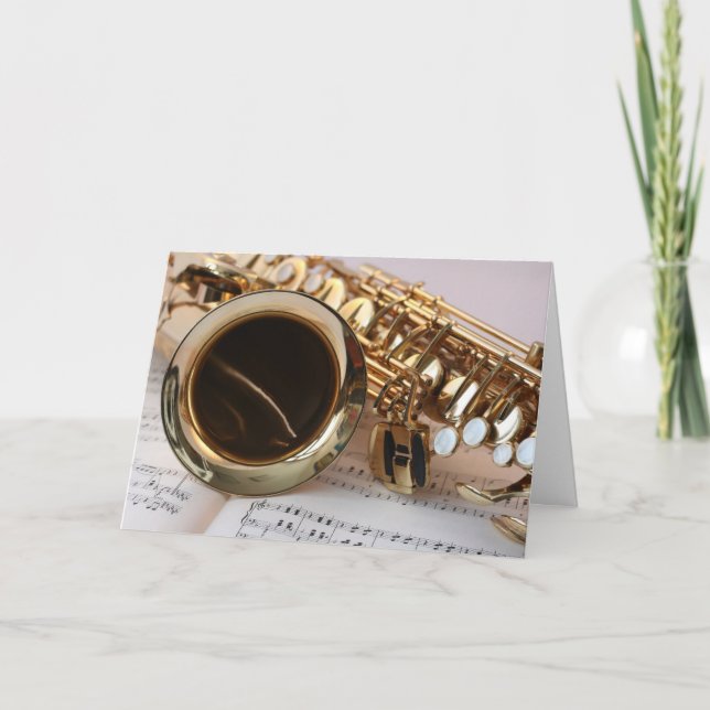 Beautiful saxophone musical instrument card (Front)