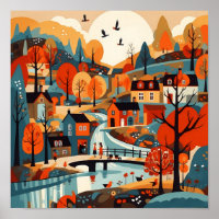 Beautiful Scandi Village Art