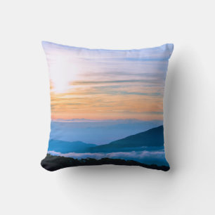 Beautiful Scene of Fog with Mountains Cushion