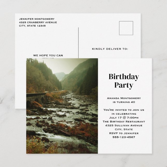 Beautiful Scenic Nature Photo Birthday Invitation (Front/Back)