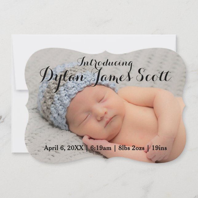 Beautiful Script Baby Invitation Boy or Girl (Front)