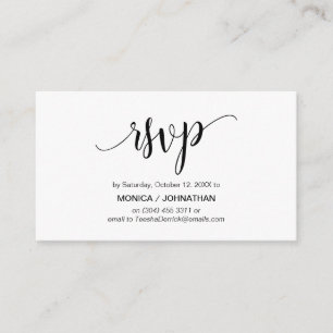 Beautiful Script, Black,Celebration RSVP respond Enclosure Card