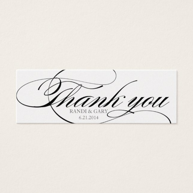 Beautiful script font Thank you favour tag (Front)