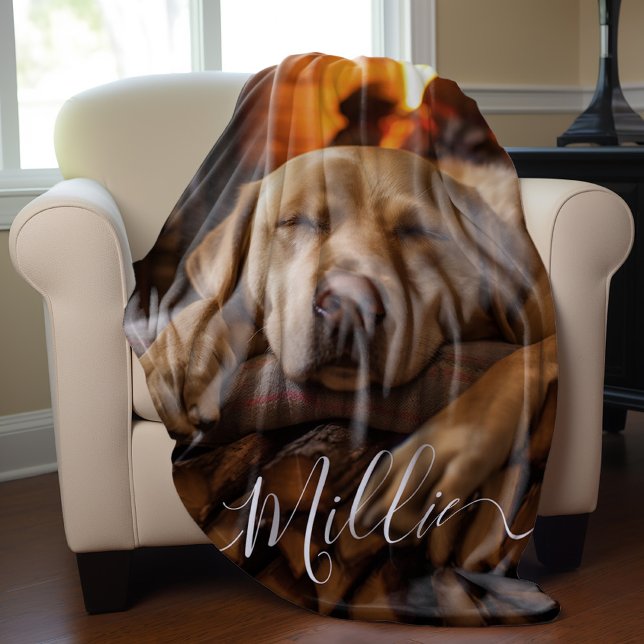 Beautiful Script Text Custom Photo Fleece Blanket (Creator Uploaded)