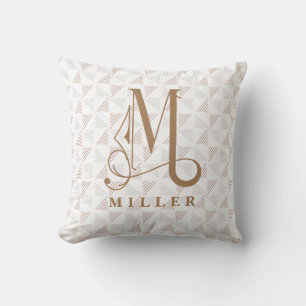 Beautiful Scroll Monogram M Modern LIne Cushion