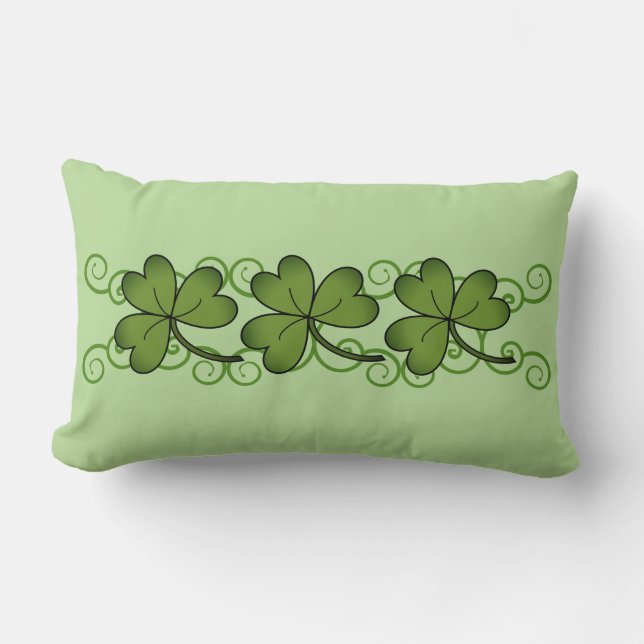 Beautiful Scroll & Shamrock Lumbar Pillow (Front)