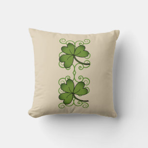 Beautiful Scroll & Shamrock Throw Pillow (Khaki)