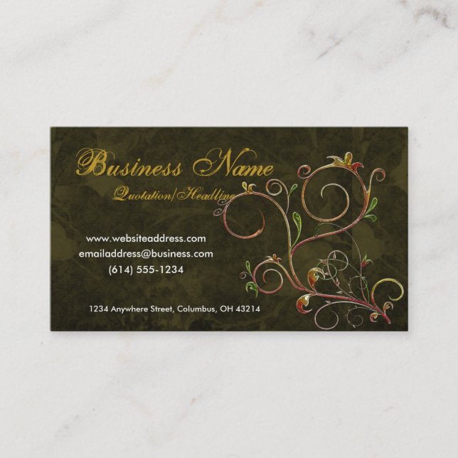 Beautiful Scrollwork Vines D4 - Business Cards (Front)