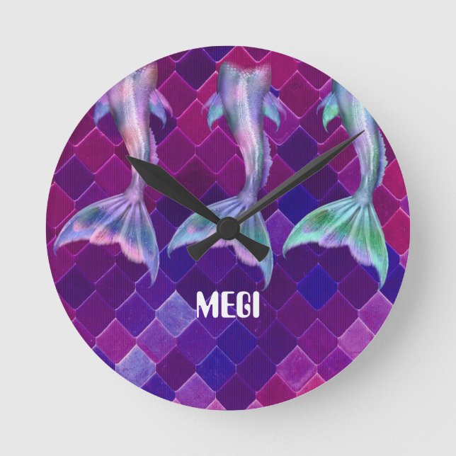 Beautiful sea beaches and mermaids round clock (Front)