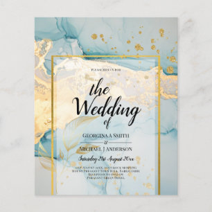 Beautiful Sea Glass Gold Wedding Invite Turquoise Flyer