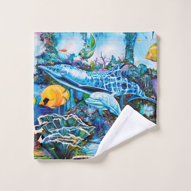 Beautiful Sea Life Near Reef Bath Towel Set (Wash Cloth)