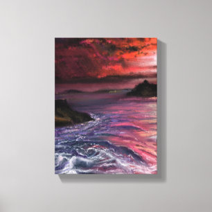 Beautiful Sea Sunset - Abstract Original Painting Canvas Print