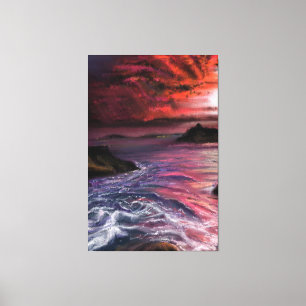 Beautiful Sea Sunset - Abstract Original Painting  Canvas Print