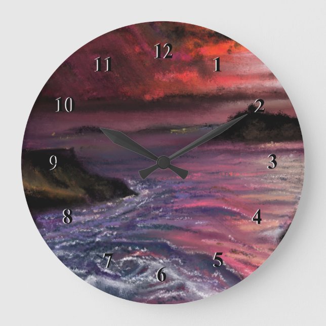 Beautiful Sea Sunset - Abstract Original Painting  Large Clock (Front)