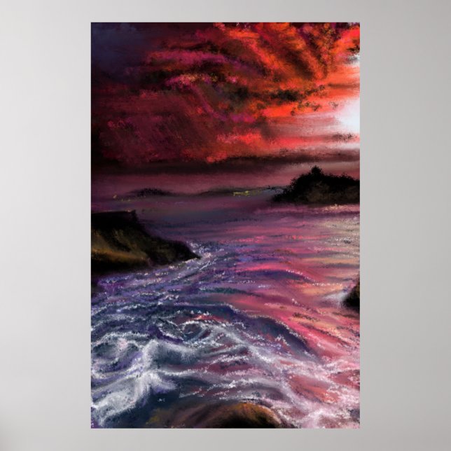 Beautiful Sea Sunset - Abstract Original Painting  Poster (Front)