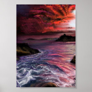 Beautiful Sea Sunset - Abstract Original Painting Poster
